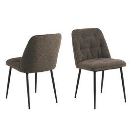 Bilbao Taupe Fabric Dining Chairs With Black Legs In Pair