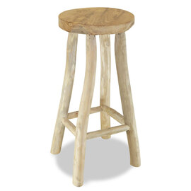 Billie Outdoor Round Wooden Bar Stool In Brown