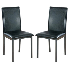 Billings Black Faux Leather Dining Chairs In Pair