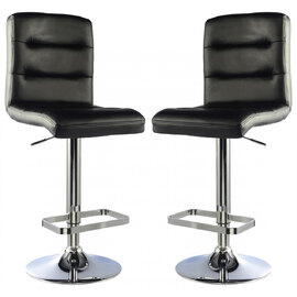 Billings Black PU Leather Bar Chairs In Pair