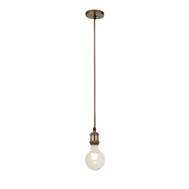 Biloxi 1 Light Cable Suspension Pendant Light In Antique Brass