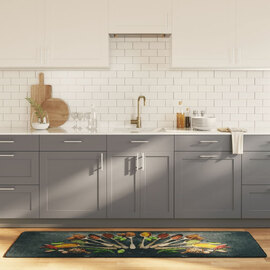 Biloxi Polyester Anti-Slip Kitchen Rug - Blue And Red