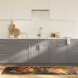 Biloxi Polyester Anti-Slip Kitchen Rug - Blue