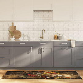 Biloxi Polyester Anti-Slip Kitchen Rug - Brown