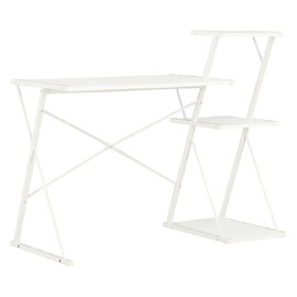 Biloxi Wooden Laptop Desk With 3 Shelves In White