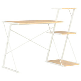 Biloxi Wooden Laptop Desk With 3 Shelves In White And Oak