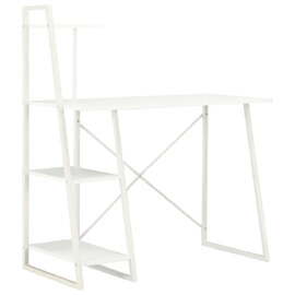 Biloxi Wooden Laptop Desk With Shelving Unit In White