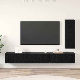 Binnenstad 90cm Wooden 4 Piece Entertainment Unit In Black Oak