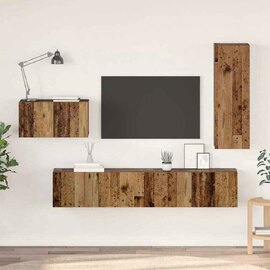 Binnenstad 90cm Wooden 4 Piece Entertainment Unit In Old Wood