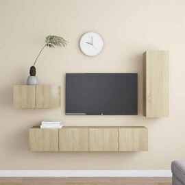 Binnenstad 90cm Wooden 4 Piece Entertainment Unit In Sonoma Oak