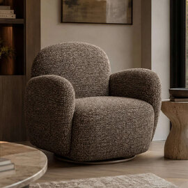 Birtley Fabric Swivel Accent Chair in Chocolate