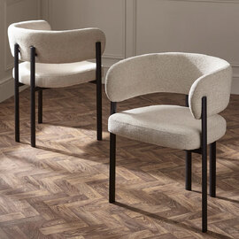 Bismarck Cream Chenille Fabric Dining Chairs - Pair