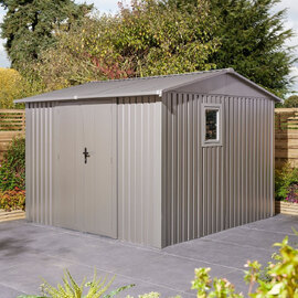 Bismarck 10x10 Galvanized Steel Grey Garden Shed With Foundation Kit