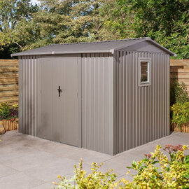 Bismarck 10x8 Galvanized Steel Grey Garden Shed With Foundation Kit