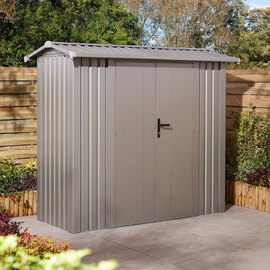 Bismarck 8x4 Galvanized Steel Grey Garden Shed With Foundation Kit
