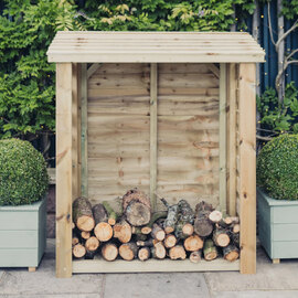 Blackfriars Square Wooden Garden Log Store In Natural