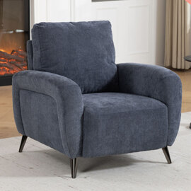 Blake Fabric 1 Seater Sofa in Denim Blue