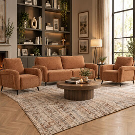 Blake Fabric 3+1+1 Seater Sofa Set in Rust