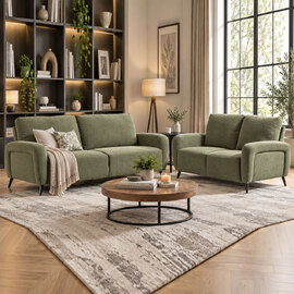 Blake Fabric 3+2 Seater Sofa Set in Moss Green