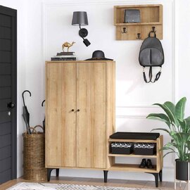 Blaze Wooden Hallway Storage Furniture Set in Oak