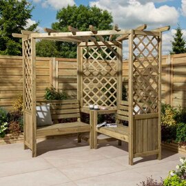 Bliss Wooden Garden Corner Arbour in Natural Timber