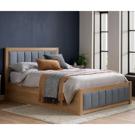 Bluefield Wooden Ottoman Storage King Size Bed In Grey And Oak