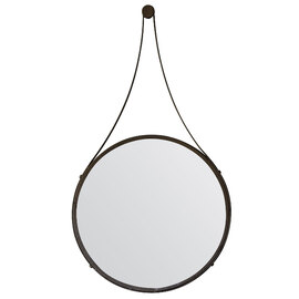 Bogota Large Round Wall Mirror With Aged Bronze Iron Frame
