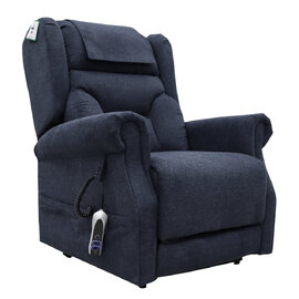 Boise Fabric Dual Motor Lift Tilt Recliner Chair In Deep Blue