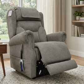 Boise Fabric Quad Motor Lift and Tilt Recliner Chair In Stone