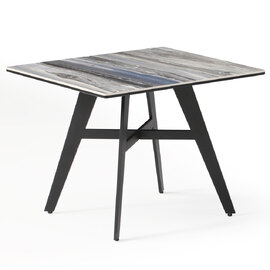 Bolivia Glass End Table With Black Metal Legs In Blue Mist