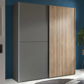 Bolivia Wooden Wardrobe With 2 Sliding Doors - Grey And Light Brown