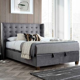 Boone Fabric Ottoman Storage King Size Bed In Vogue Grey