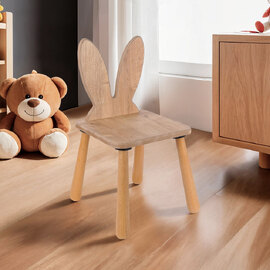 Borin Solid Pine Bunny Shape Kids Chair in Oak