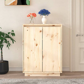 Boris Pinewood Shoe Storage Cabinet With 2 Doors In Natural