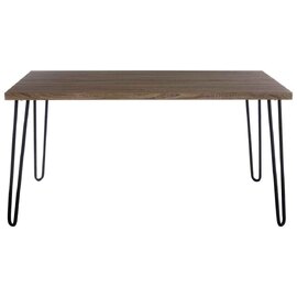 Boroh Wooden Dining Table With Metal Legs - Veneer