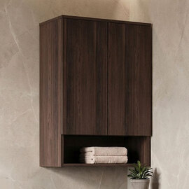 Bosco Wooden Wall Mounted Bathroom Cabinet in Dark Walnut