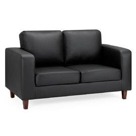 Boston Faux Leather 2 Seater Sofa In Black