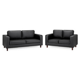 Boston Faux Leather 3+2 Seater Sofa Set In Black