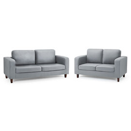 Boston Faux Leather 3+2 Seater Sofa Set In Grey