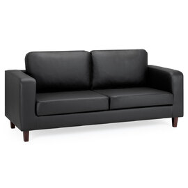Boston Faux Leather 3 Seater Sofa In Black