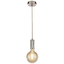 Bowie 1 Light Grey Braided Cable Pendant Light In Satin Silver
