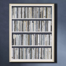 Bozeman Wooden Bookshelf Wall Art In Cream And Grey Frame