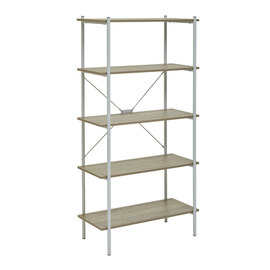 Bradken Natural Oak Wooden Shelving Unit With White Metal Frame