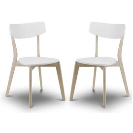 Calah Dining Chairs In White With Oak Effect Legs In A Pair