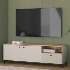Bramley Wooden TV Stand with 2 Doors 1 Drawer in Mauvella Oak and Sand