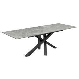 Brandon Large Ceramic Glass Extending Dining Table In Matte Grey