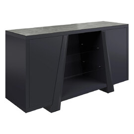 Brandon Light Grey Ceramic Top Sideboard With Black Wooden Base