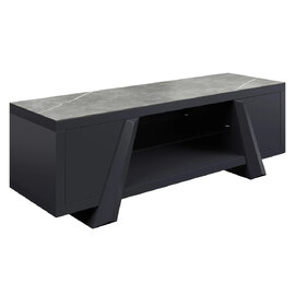 Brandon Light Grey Ceramic Top TV Stand With Black Wooden Base