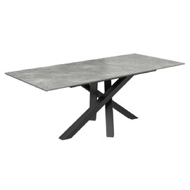 Brandon Small Ceramic Glass Extending Dining Table In Matte Grey