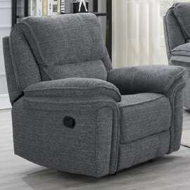 Brela Fabric Recliner 1 Seater Sofa In Dark Grey